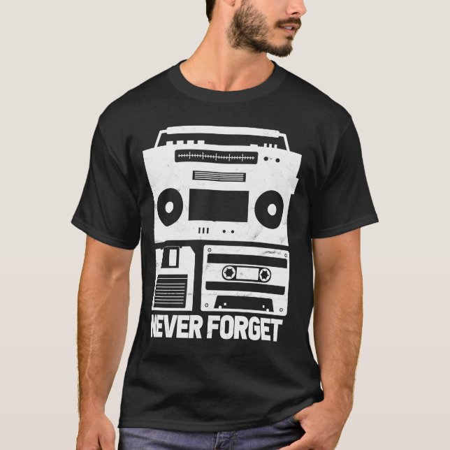 90s 90's  Floppy Disc Cassette Tape Music Retro Vi T-Shirt (Front)