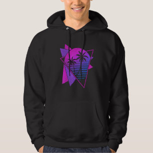 90s Aesthetic Retro 80s Art Tropical Sunset Palms  Hoodie