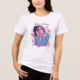 90s Aesthetic Retro Phone Girl Tri-Blend Shirt