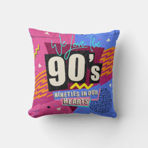 90s and 80s poster. We Love The 90's. Retro style Cushion