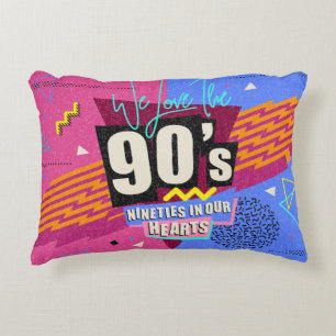 90s and 80s poster. We Love The 90's. Retro style Decorative Cushion