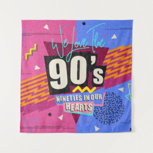 90s and 80s poster. We Love The 90's. Retro style  Tapestry