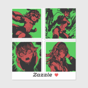 90s Anime Girls in Green Aesthetic