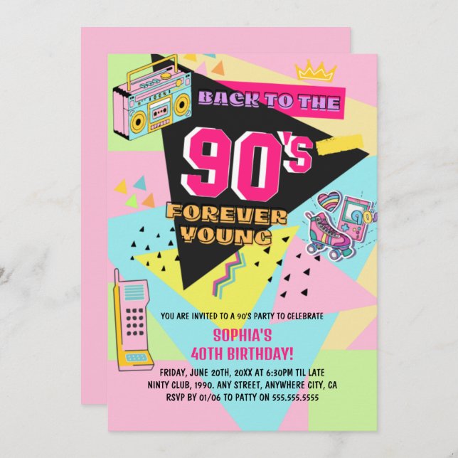  90s Back Birthday Invitation (Front/Back)