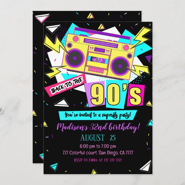90s Birthday Invitation (Front/Back)