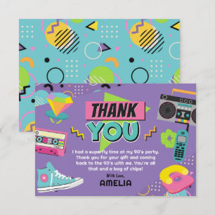 90's Birthday Party Thank You Card