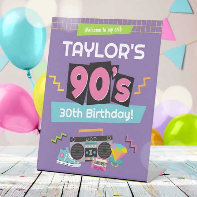 90s Birthday Party Welcome Pedestal Sign (Creator Uploaded)