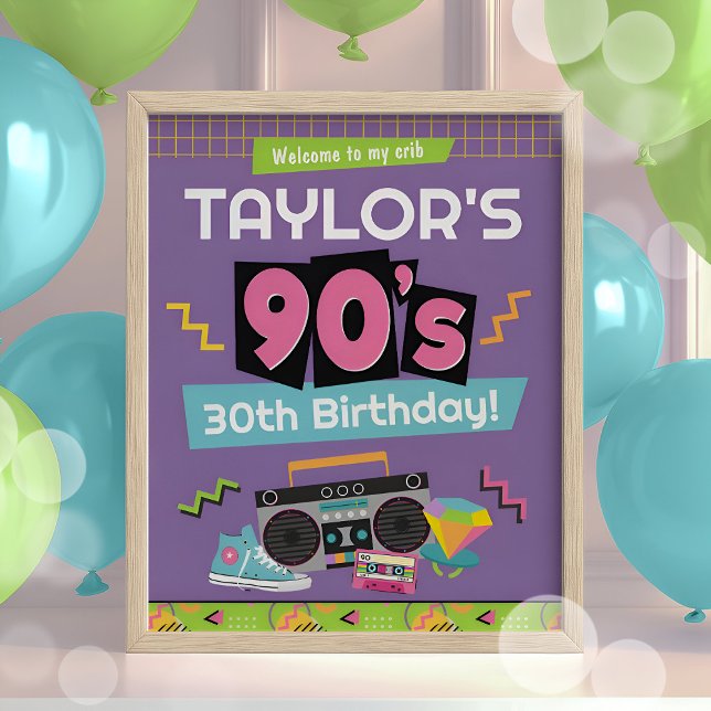 90s Birthday Party Welcome Sign (Creator Uploaded)