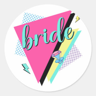 90s Bride Bridesmaid Retro 90s Bachelorette Party Classic Round Sticker