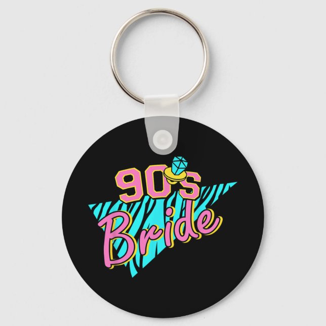 90s Bride Bridesmaid Retro Matching Bachelorette P Key Ring (Front)