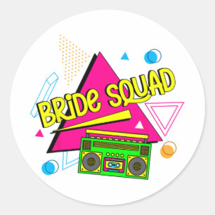 90s Bride Squad Crew Retro Bride Of The 90s Bachel Classic Round Sticker