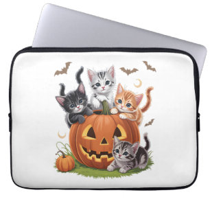 90s Cat Pumpkin Halloween Floral Spooky Season Laptop Sleeve
