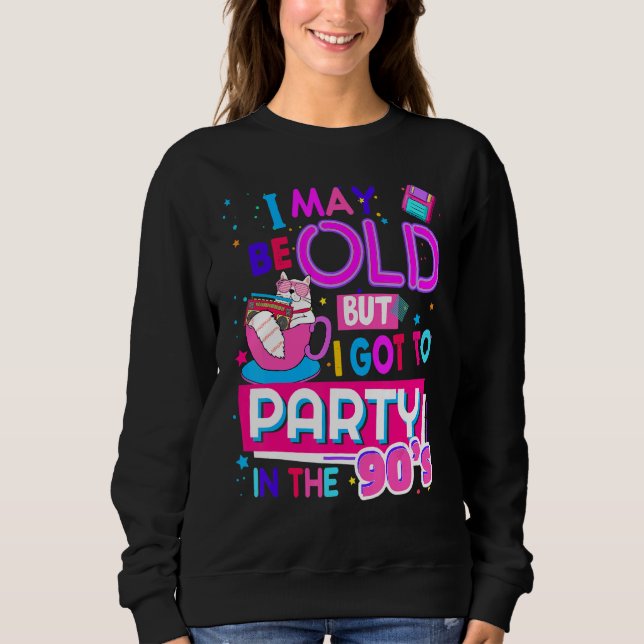 90s Coffee Idea For Women Rave Outfit & 1990s Fanc Sweatshirt (Front)