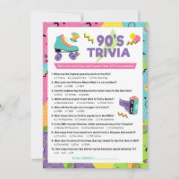 90s Decade Trivia Party Game Invitation