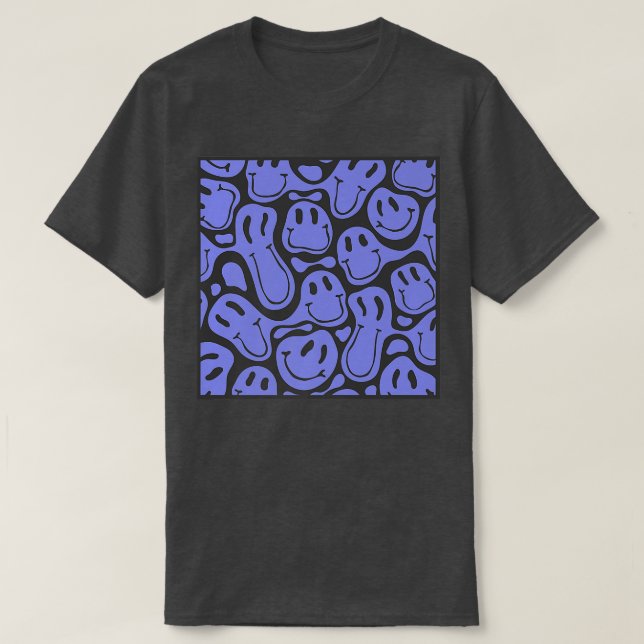90s esthetic pattern melting blue liquid swirl sm T-Shirt (Design Front)