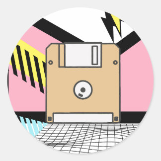 90s floppy disc classic round sticker