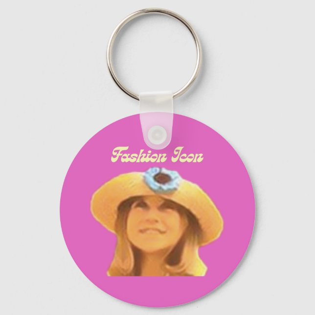90's Flower Hat Fashion Icon Key Ring (Front)
