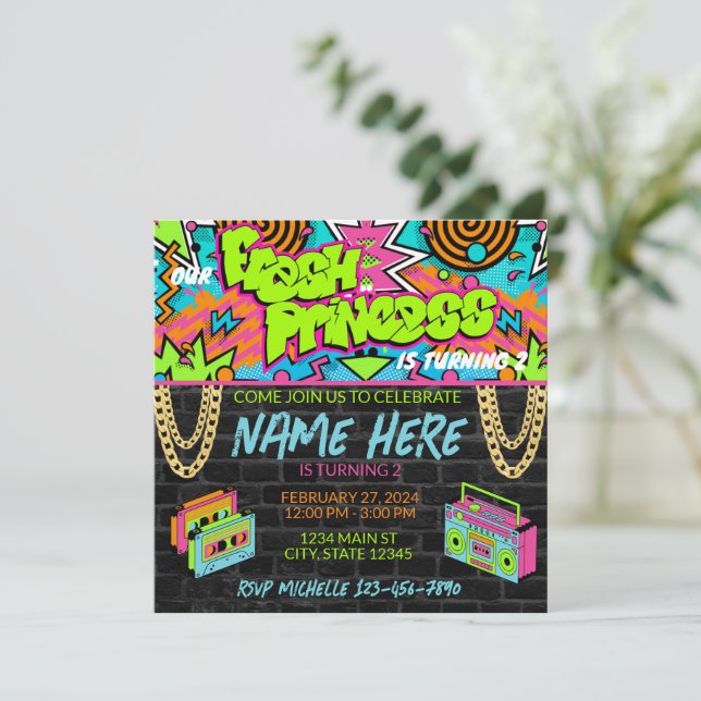 90s Fresh Princess Birthday Invitation (Standing Front)