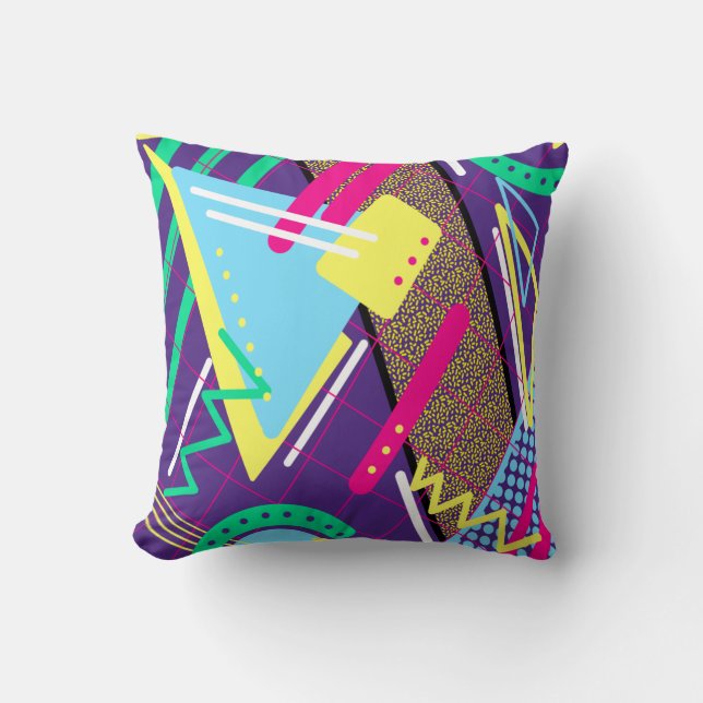 90's Geometrical Pattern, Nineties Retro Cushion (Front)