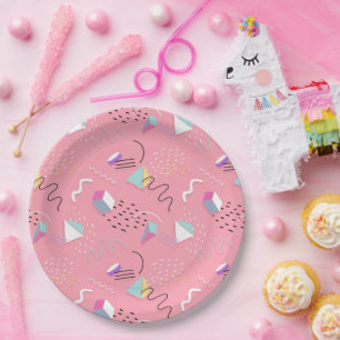 90s Geometrics and Squiggles Paper Plate