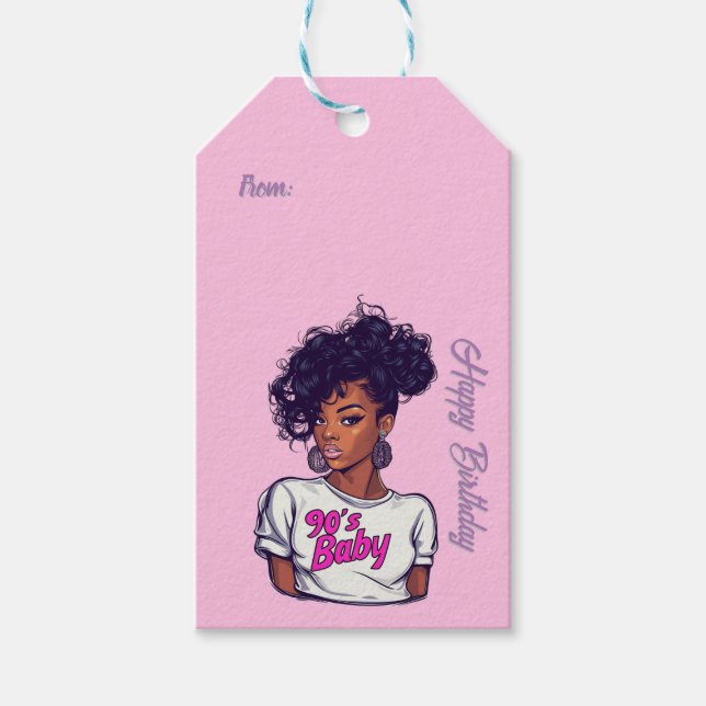 90's Girl Birthday Bash (Pink) Tag (Front)