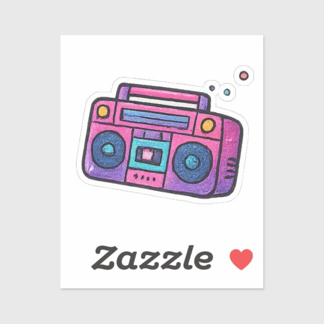 90s Glitter Boombox Transparent Kiss Cut (Sheet)