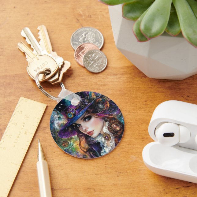 90s Gothic Steampunk Alice Button Key Ring (Desk)
