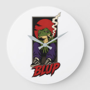 90s Grunge Skater Frog BLUP Round Wall Clock
