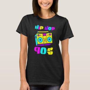 90's Hip Hop Music Retro Boombox Vintage Colourful T-Shirt