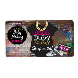 90's Hip Hop Pink Mini Champagne Bottle labels