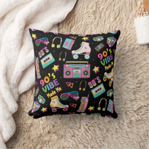 90's Hip Hop Vibes Retro Made Me Pattern Cushion