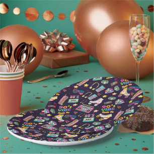 90's Hip Hop Vibes Retro Made Me Pattern Paper Plate