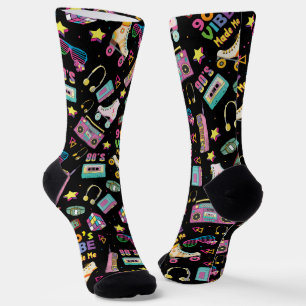 90's Hip Hop Vibes Retro Made Me Pattern Socks