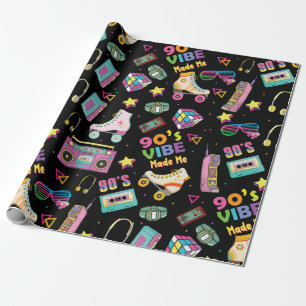90's Hip Hop Vibes Retro Made Me Pattern Wrapping Paper