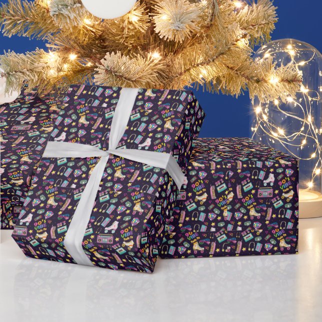90's Hip Hop Vibes Retro Made Me Pattern Wrapping Paper (Holidays)