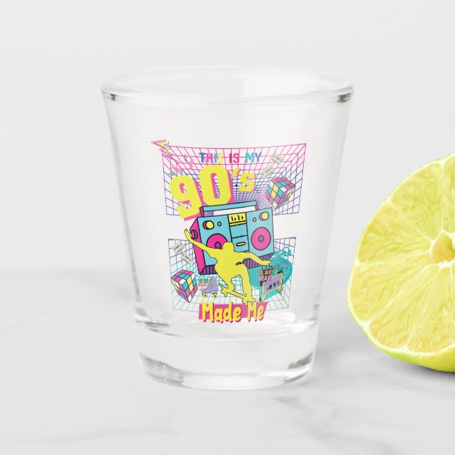 90's Hip Hop Vibes Retro Made Me Shot Glass (Front)