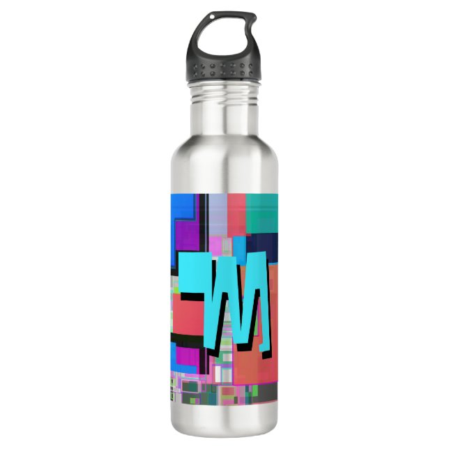 90s Inspired Colourful Geometric Monogram 710 Ml Water Bottle (Front)