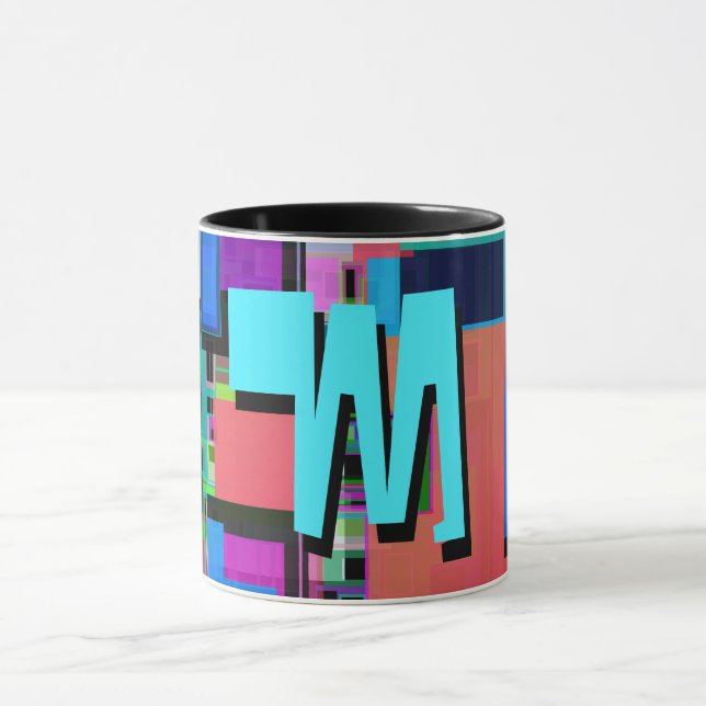 90s Inspired Colourful Geometric Monogram Mug (Center)