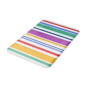 90s Inspired Multi Colour Bright Modern Stripes Bath Mat