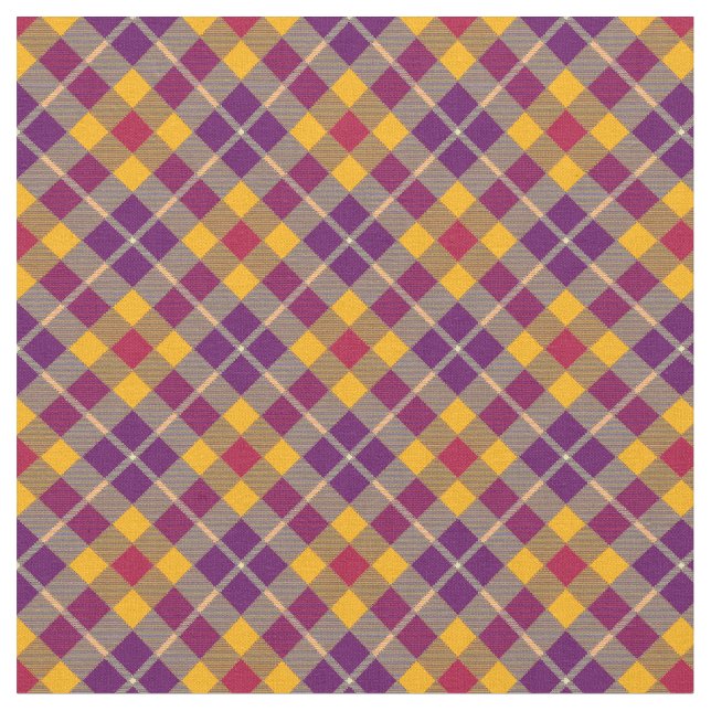 90s Inspired Slanted Plaid Grunge Yellow Pattern Fabric (Close Up)