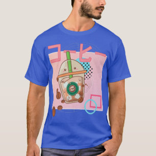 90s Japanese Kawaii Funny Retro Cartoon Iced Cof T-Shirt