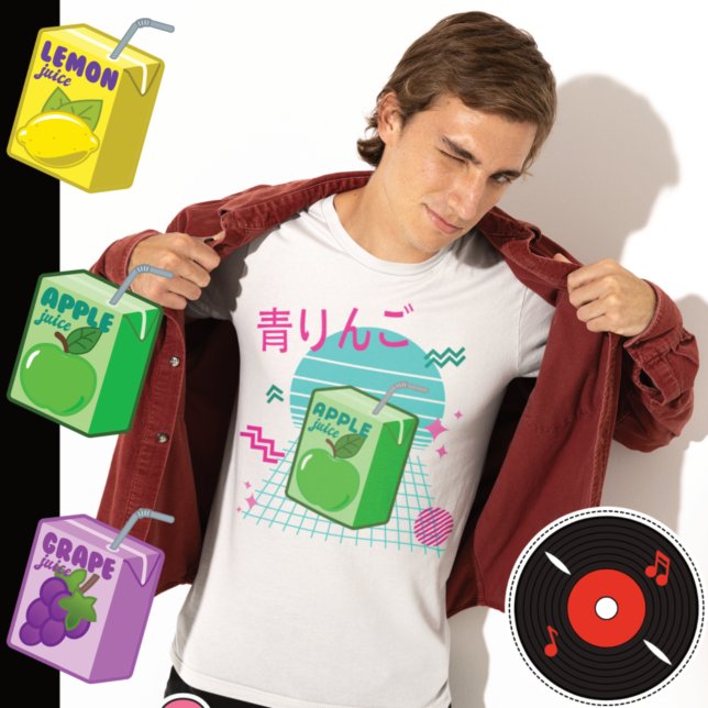 90s Japanese Kawaii Green Apple Juice Box T-Shirt (Creator Uploaded)