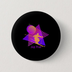 90s Jay Peak Vermont Skiing Skier 6 Cm Round Badge