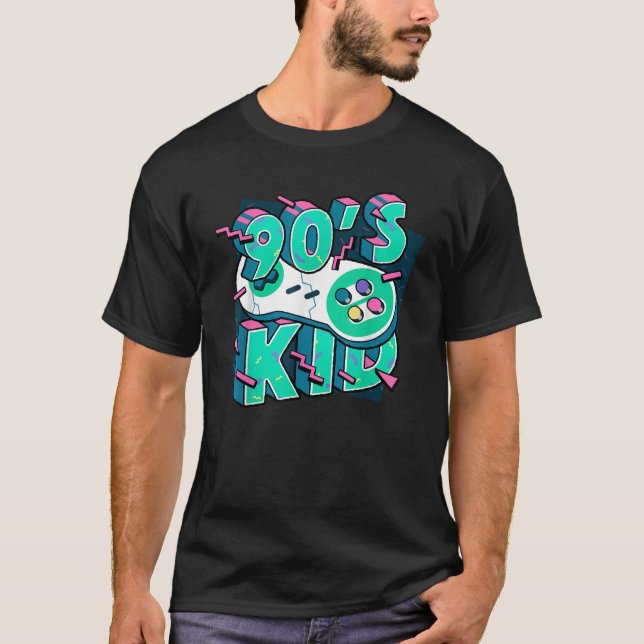 90s Kid Funny Retro Style Video Gaming Graphic Gif T-Shirt (Front)