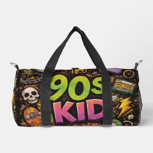 90s Kids Retro Pizza Fun Pattern Duffle Bag (Front)