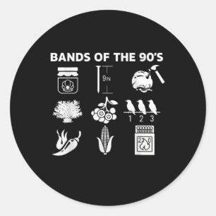 90s Music Bands Icons Pop Culture Funny Retro Grap Classic Round Sticker