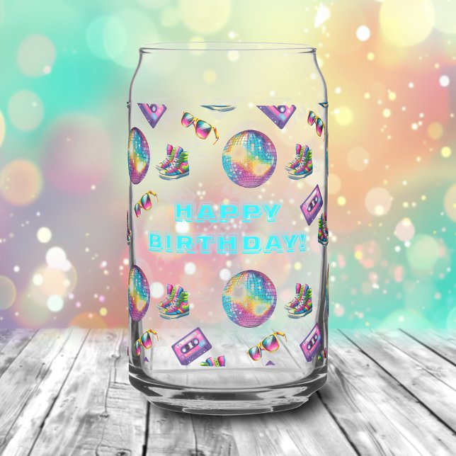 90s Neon Disco Birthday Can Glass (Creator Uploaded)