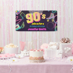 90's Neon Disco Vibes Retro Stytle Banner
