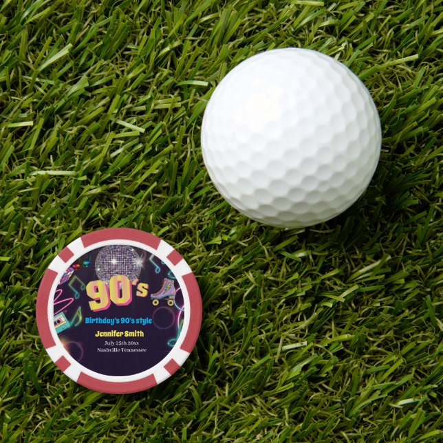 90's Neon Disco Vibes Retro Stytle Poker Chips (Golf Ball Marker)