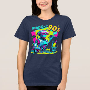 90s Neon Robot Designer Retro T-Shirt Tri-Blend Shirt